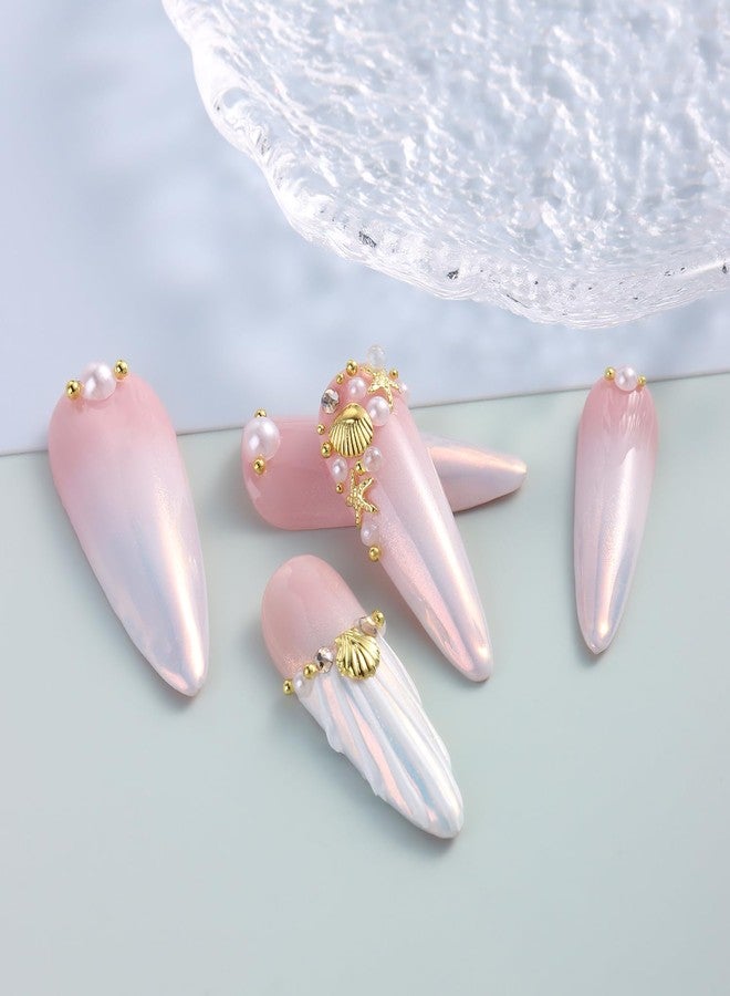 Furtherpretty Summer Nail Charms, 3D Beach Nail Charms Metal Starfish Seashell Tropical Ocean Nail Art Decorations, Gold Beads and Pearls Rhinestones with Tweezers for Manicure, concha nacar para uñas - Image 5